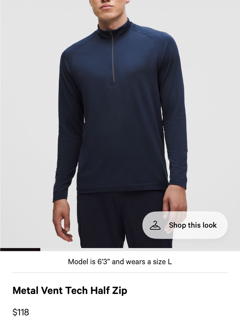 Lululemon NWT Metal Vent Tech Half Zip - Navy Long Sleeve Pullover